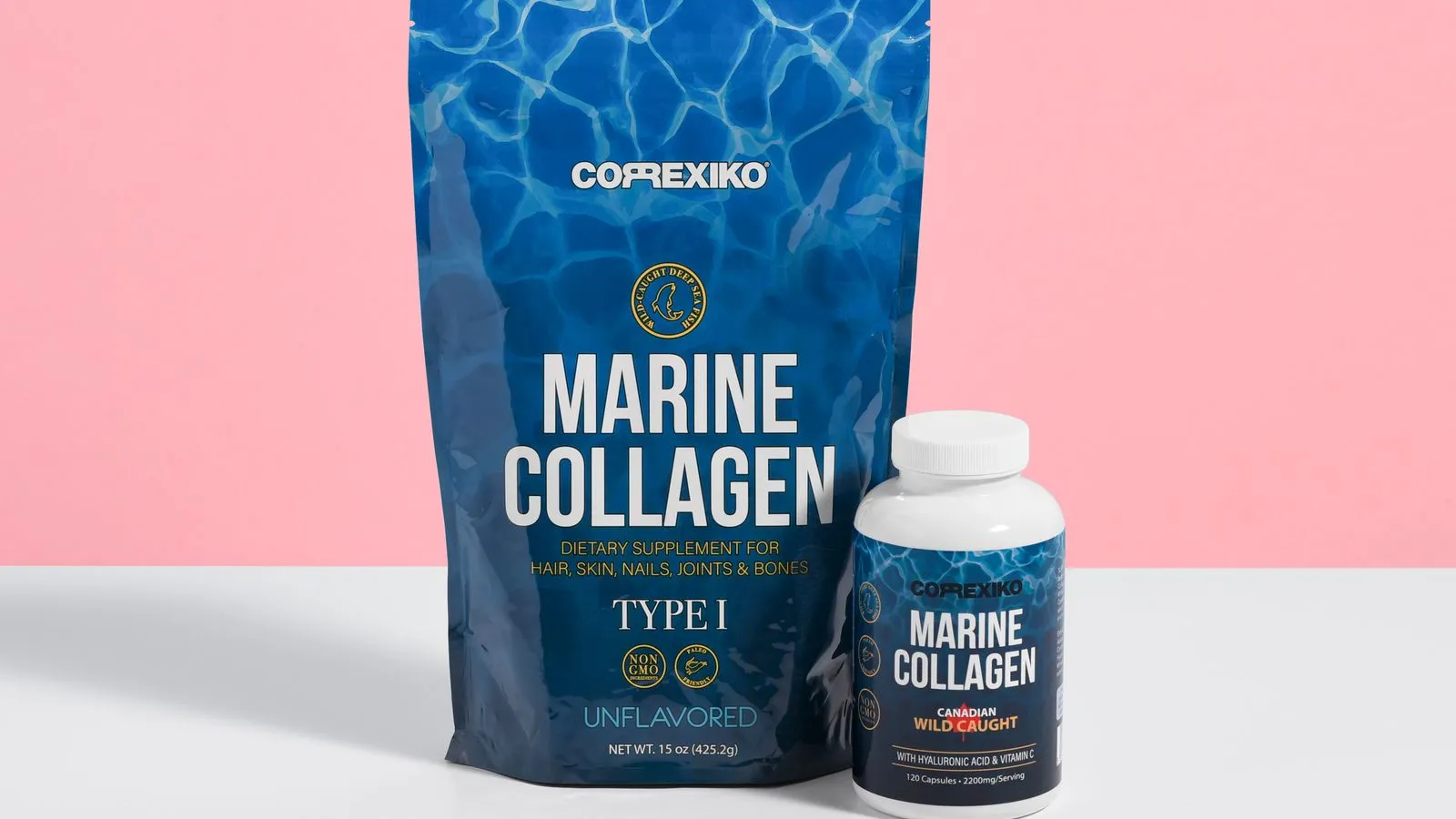 A tub of collagen peptide supplement